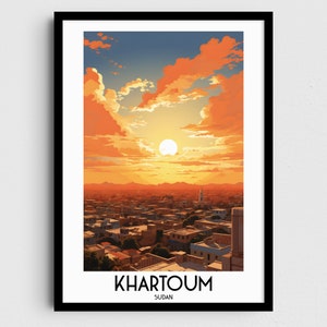 Arte de la pared del viaje de Jartum, regalos de pintura de Sudán, decoración del hogar de África, carteles de impresiones digitales, arte hecho a mano imprimible, descarga de lienzo sudanés