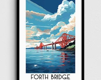 Forth Bridge Scotland Art Print, Travel Poster (Digital Download)
