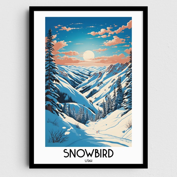 Snowbird Travel Wall Art, Utah Painting Gifts, USA Home Decor, Digital Prints Posters, Printable Handmade Art, American Canvas Download