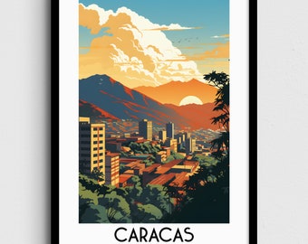 Caracas Travel Wall Art, Venezuela Painting Gifts, Venezuelan Home Decor, Digital Prints Posters, Printable Handmade Art, Canvas Download