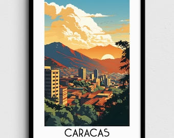 Caracas Travel Wall Art, Regalos de pintura de Venezuela, Decoración del hogar venezolano, Carteles de impresiones digitales, Arte hecho a mano imprimible, Descarga de lienzo