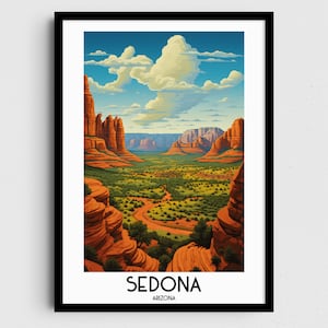 Sedona Travel Wall Art, Arizona Painting Gifts, USA Home Decor, Digital Prints Posters, Printable Handmade Art, American Canvas Download
