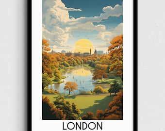 London Painting, England Travel Poster, UK Home Decor (Digital Download)
