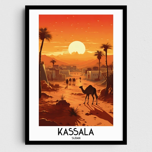 Kassala Travel Wall Art, Sudan Painting Gifts, Africa Home Decor, Digital Prints Posters, Printable Handmade Art, Sudanese Canvas Download