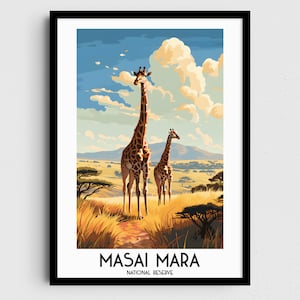 Maasai Mara Travel Wall Art, regalos de pintura de Kenia, decoración del hogar de África, carteles de impresiones digitales, arte hecho a mano imprimible, descarga de lienzo de Kenia