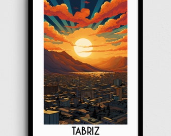 Reseaffisch för Tabriz, Iran, dekoration i Mellanöstern (digital nedladdning)