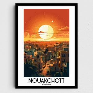 Nouakchott Reise, Mauretanien Malerei Geschenke, Afrika Wohnkultur, Digitaldrucke Poster, druckbare handgemachte Kunst, Leinwand Download