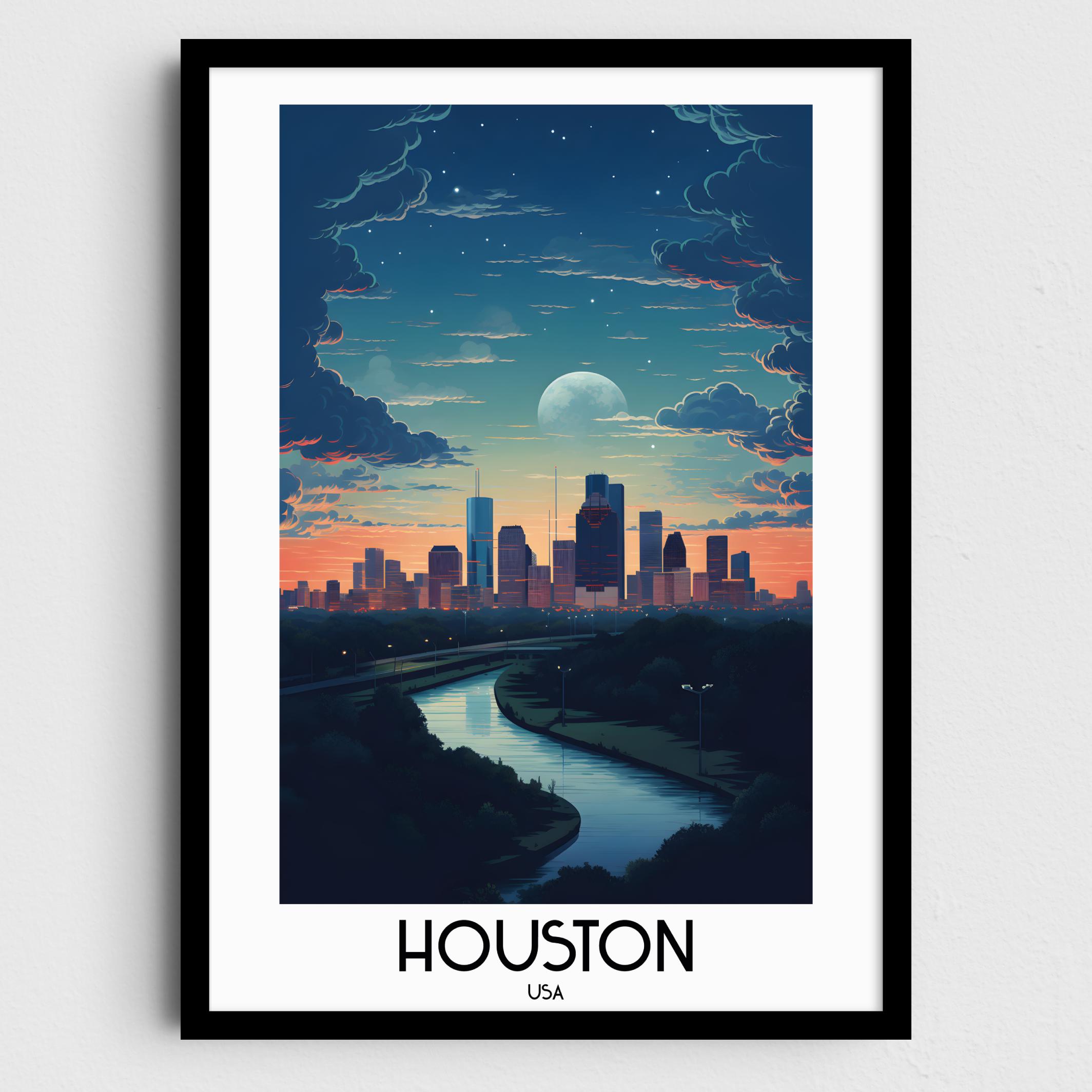 Houston Travel Wall Art, Usa Painting Gifts, America Home Decor, Digital Prints Posters, Printable Handmade Art, City Canvas Download