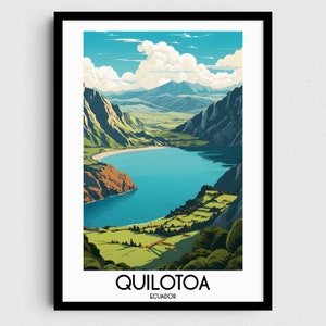 Quilotoa Travel Wall Art, Ecuador Painting Gifts, South America Home Decor, Digital Prints Posters, Printable Handmade Art, Ecuadorian