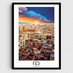 Fes Travel Wall Art, Morocco Painting Gifts, Africa Home Decor, Digital Prints Posters, Printable Handmade Art, Moroccan Canvas Download