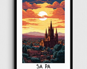 Sa Pa Vietnam Travel Poster, Asia Home Decor (Digital Download)