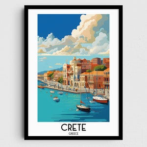 Crete Travel Wall Art, Greece Painting Gifts, Balkans Home Decor, Digital Prints Posters, Printable Handmade Art, Greek Canvas Download
