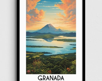Granada Travel Wall Art, Nicaragua Painting Gifts, Caribbean Home Decor, Digital Prints Posters, Printable Handmade Art, Canvas Download