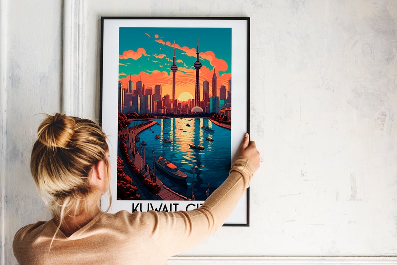 Kuwait City Travel Wall Art, Middle East Painting Gifts, Kuwaiti Home