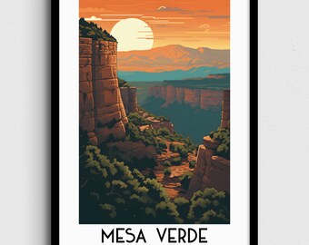 Mesa Verde National Park Art Print, Colorado Travel Poster (Digital Download)