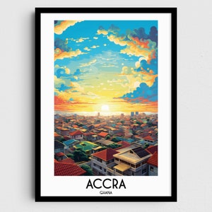 Accra Travel Wall Art, Ghana Painting Gifts, Africa Home Decor, Digital Prints Posters, Printable Handmade Art, Ghanaian Canvas Download