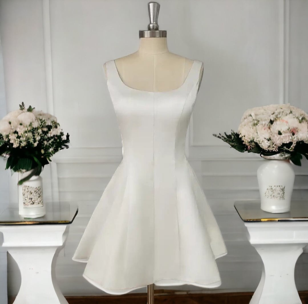 Satin Mini Wedding Dress Bridal Dress White Mini Dress Etsy — free download