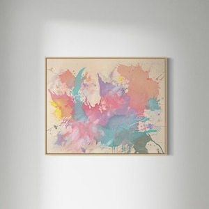 Großes abstraktes Gemälde – Modernes Leinwandbild XXL in Pastellfarben – Wandkunst für Wohnzimmer - handgemaltes Original - 80x100 cm