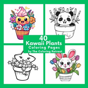 Kawaii Plants Coloring Pages | Digital Download | Printable | Kids Activities |