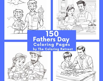 Páginas para colorear del Día del Padre, Descarga digital, Imprimible, Actividades para niños,