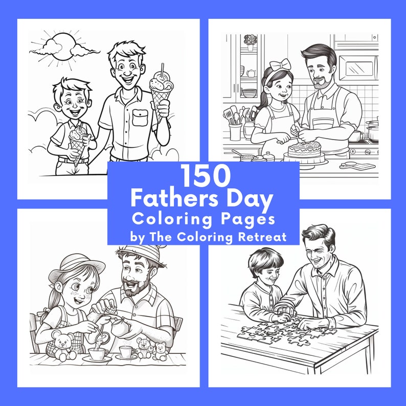 Fathers Day Coloring Pages | Digital Download | Printable | Kids ...