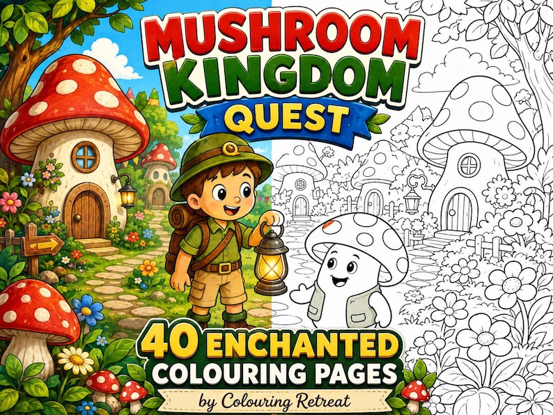 Pilz-Malbuch als PDF für Kinder, 40 Seiten zum Thema Zauberwald ...