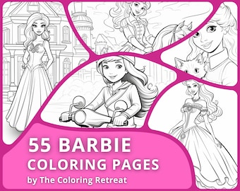 55 Barbie Coloring Pages | Digital Download | Printable | Kids Activities |