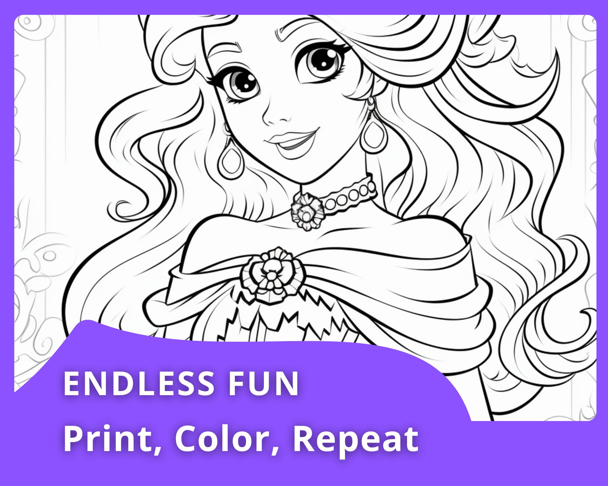 46 Princess Coloring Pages | Digital Download | Printable | Kids ...
