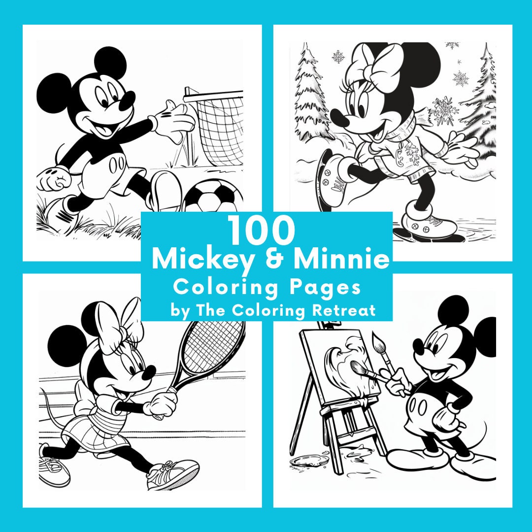 Mickey and Minnie Mouse Coloring Pages | Digital Download | Printable ...
