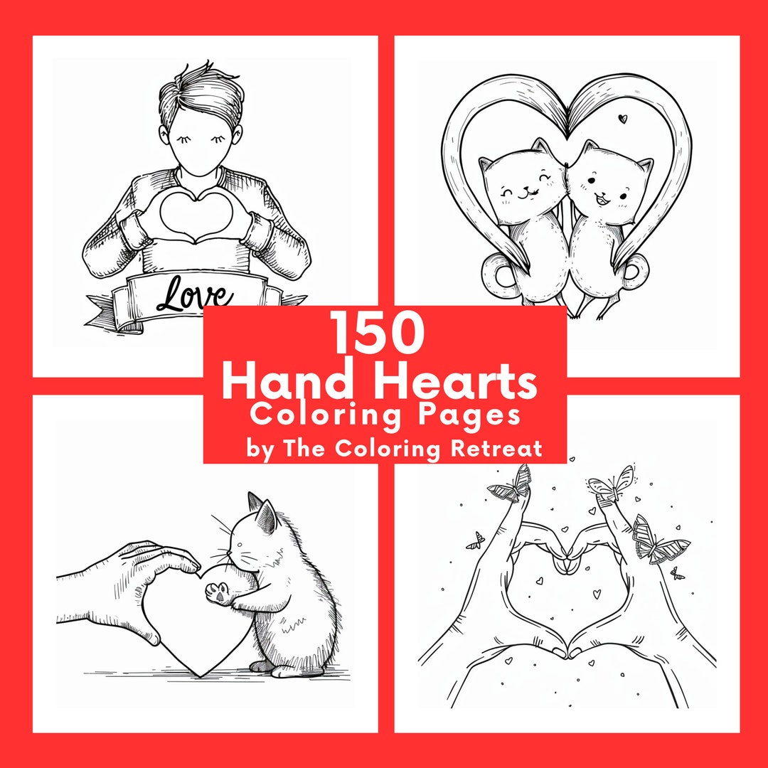 Hand Hearts Coloring Pages | Digital Download | Printable | Kids ...