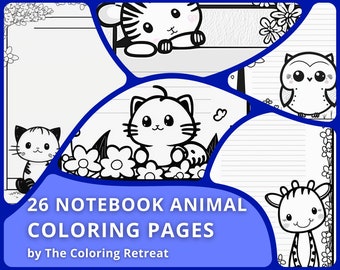26 Notebook Animal Coloring Pages | Digital Download | Printable | Kids Activities |