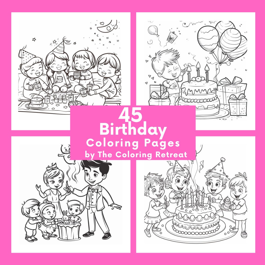 Kids Birthday Coloring Pages | Digital Download | Printable | Kids ...