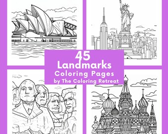 Páginas para colorear de lugares de interés / Descarga digital / Imprimible / Actividades para niños /