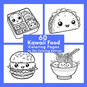 Kawaii Food Coloring Pages | Digital Download | Printable | Kids Activities |