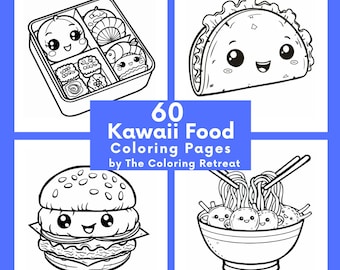 Kawaii Food Coloring Pages | Digital Download | Printable | Kids Activities |