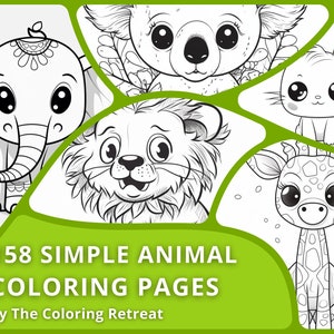 158 Simple Animal Coloring Pages | Digital Download | Printable | Kids Activities |