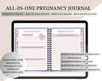 Pregnancy journal for mom to be | Baby shower | Pregnancy book | Baby journal | Digital planner iPad | Digital journal for pregnancy