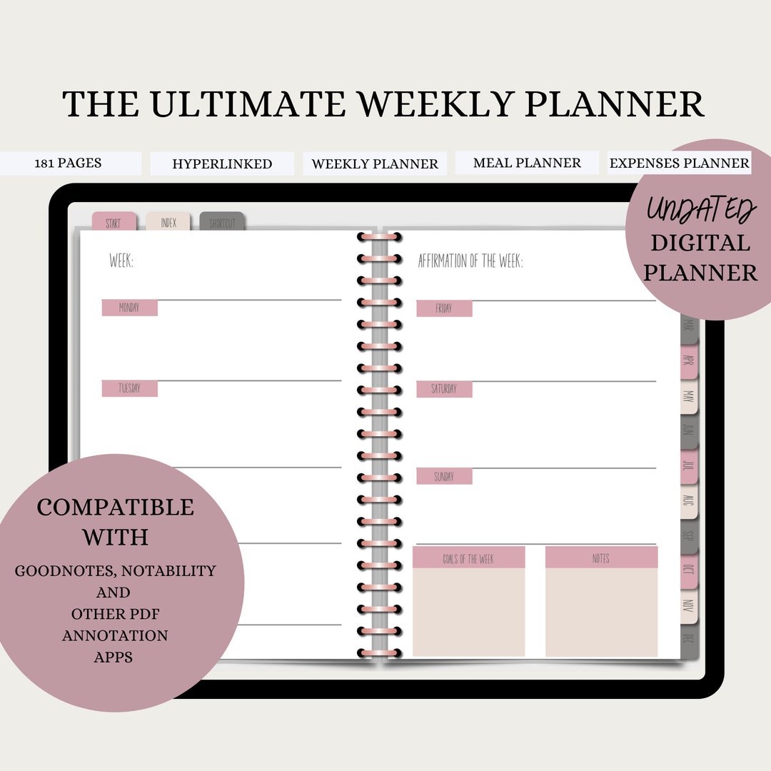 Undated Digital Planner Digital Weekly Planner Digital Planner ...