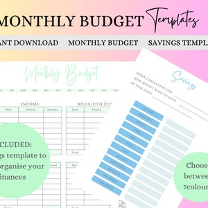 Monthly budget printable printable budget planner digital image 1