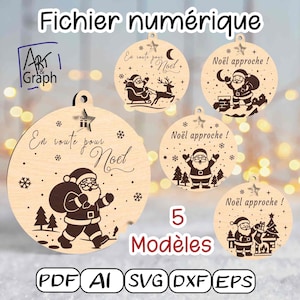Rotating Advent Calendar - 5 Designs Christmas Santa Claus Digital File for Laser Cutting, Svg dxf AI Eps for Glowforge XTOOL