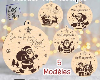Rotating Advent Calendar - 5 Designs Christmas Santa Claus Digital File for Laser Cutting, Svg dxf AI Eps for Glowforge XTOOL