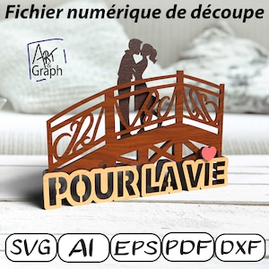 Décoration cadeau couple amoureux, Fichier numérique pour découpe laser, Svg dxf AI Eps pour Glowforge gravé au laser, découpe laser.