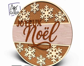 Merry Christmas Wall Decor Multi-Layer Snowflakes Digital File for Laser Cutting, Svg dxf AI Eps for Glowforge xtool