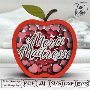 Apfelherz Herrin Geschenkdekoration, Digitale Datei zum Laserschneiden, Svg dxf AI Eps für Glowforge lasergraviert, Laserschneiden.