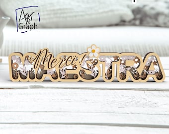 Maestra Gift Decoration Digital File Laser Cutting SVG DXF AI EPS Glowforge Engraved XTOOL