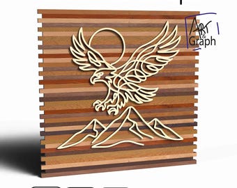 Decorative wall art EAGLE wireframe Digital file for laser cutting, Svg dxf AI Eps for Glowforge xtool