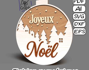 Multi-layer Christmas ball wall decoration Digital file for laser cutting, Svg dxf AI Eps for Glowforge xtool