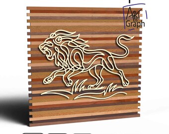 Decorative wall art lion wireframe Digital file for laser cutting, Svg dxf AI Eps for Glowforge xtool