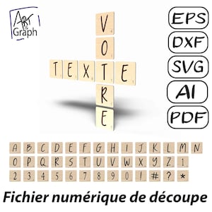 Lettres Scrabble Digitales, Fichier numérique pour découpe laser, Svg dxf AI Eps pour Glowforge gravé au laser, xtool.