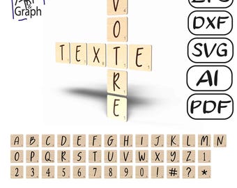 Digital Scrabble Letters, Digital File for Laser Cutting, Svg dxf AI Eps for Glowforge laser engraved, xtool.
